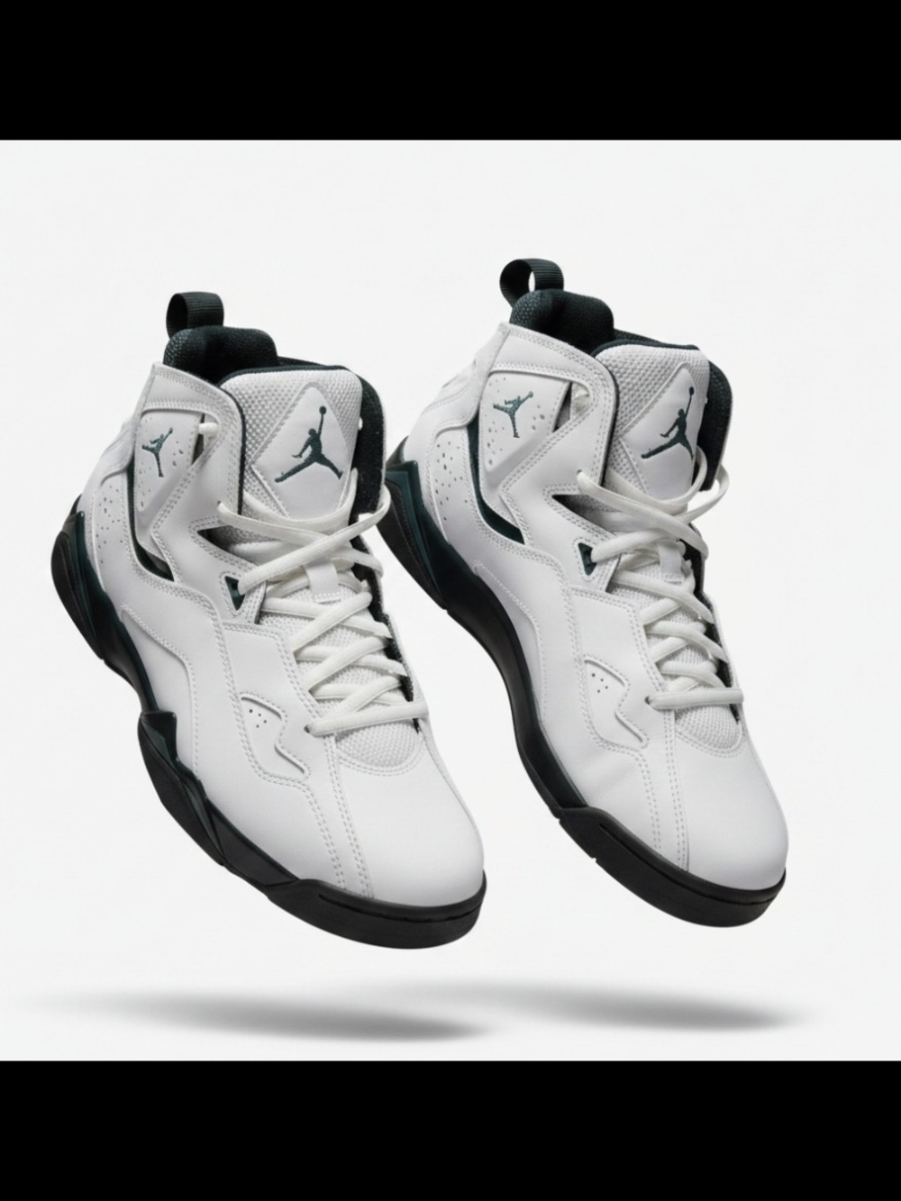 Jordan Womans White and Dark Green High-Top Sneakers